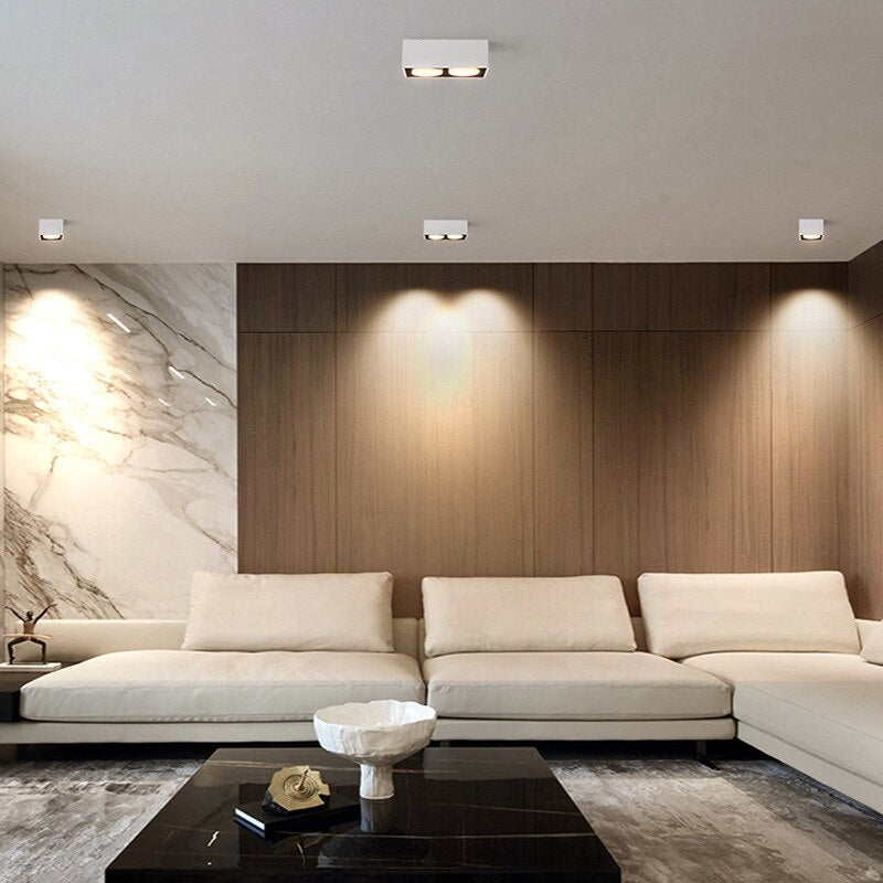 Surface Mounted LED Ceiling Lamp Spot 28W Led Downlight Angle Adjust Square Box Grille Light For Kitchen Home Lighting