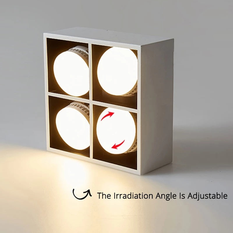 Surface Mounted LED Ceiling Lamp Spot 28W Led Downlight Angle Adjust Square Box Grille Light For Kitchen Home Lighting