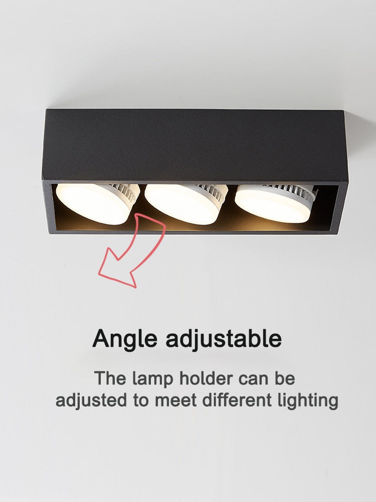 Surface Mounted LED Ceiling Lamp Spot 28W Led Downlight Angle Adjust Square Box Grille Light For Kitchen Home Lighting