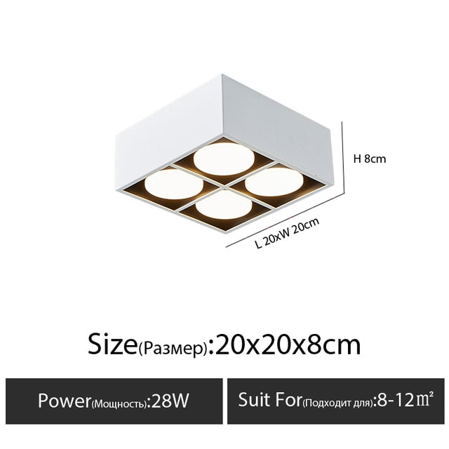 Surface Mounted LED Ceiling Lamp Spot 28W Led Downlight Angle Adjust Square Box Grille Light For Kitchen Home Lighting