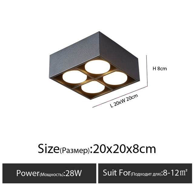 Surface Mounted LED Ceiling Lamp Spot 28W Led Downlight Angle Adjust Square Box Grille Light For Kitchen Home Lighting