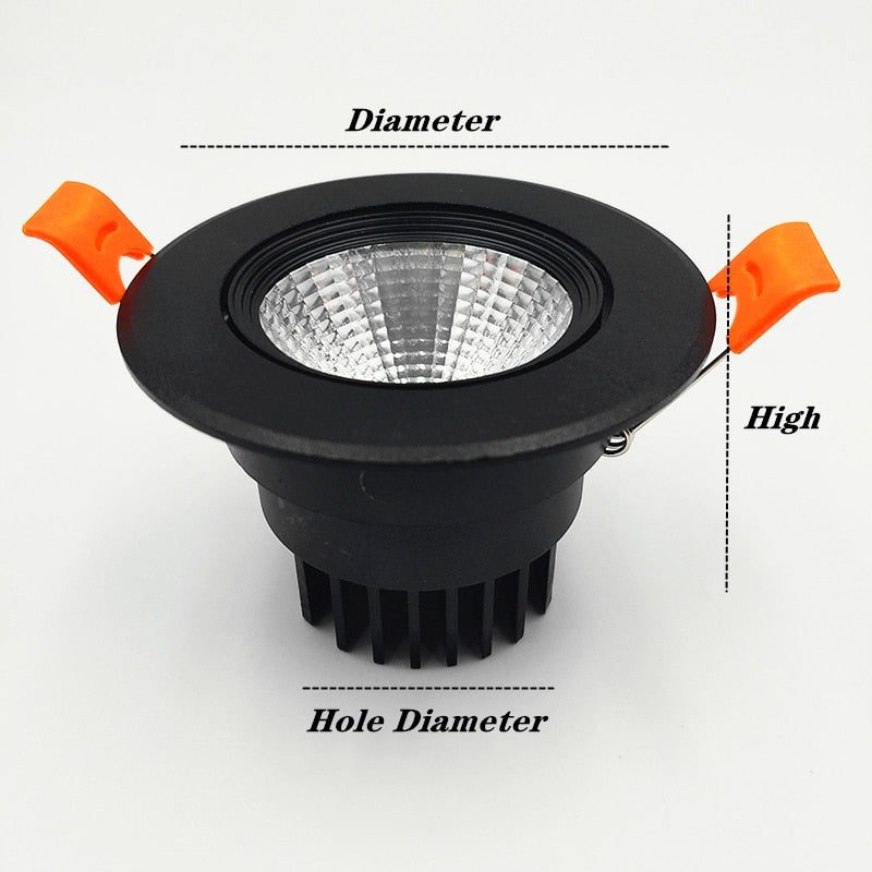 Dimmable Recessed LED Downlights 5W 7W 9W 12W COB LED Ceiling Spot Lights AC85~265V Warm Cold White LED Lamps Indoor Lighting