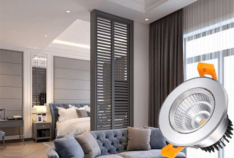Dimmable Recessed LED Downlights 5W 7W 9W 12W COB LED Ceiling Spot Lights AC85~265V Warm Cold White LED Lamps Indoor Lighting