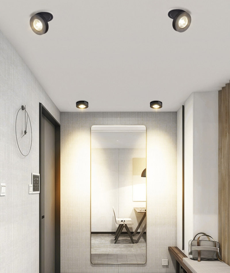 Round 90° Folding Recessed COB LED Downlights 5W/7W/12W LED Ceiling Spot lights Background Painting Lamps AC220V Indoor Lighting