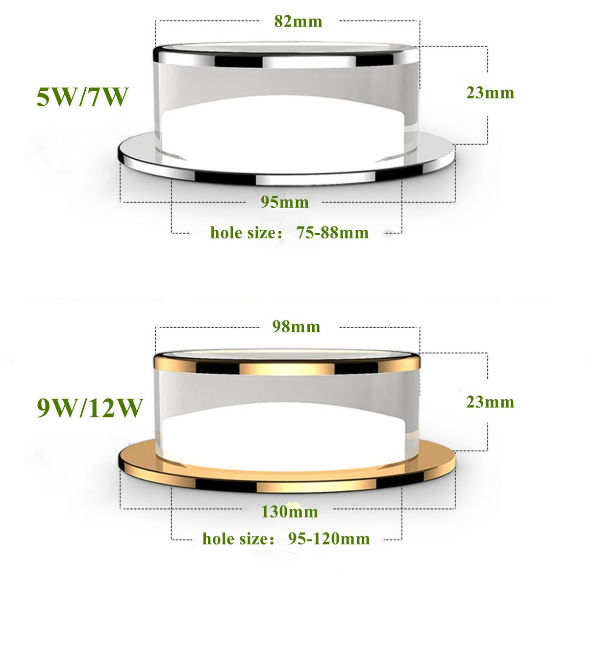 LED Crystal Downlight 5W 7W 9W 12W Dimmable Recessed Ceiling spot light Ceiling lamp for Living Room Bedroom Kitchen lights