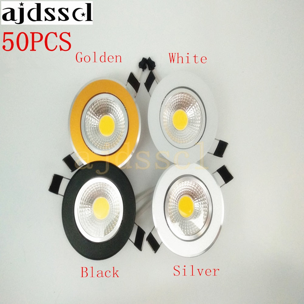 Super Bright Dimmable Led downlight light COB Ceiling 50 PCS Spot Light 3w 5w 7w 12w ceiling recessed Lights Indoor Lighting