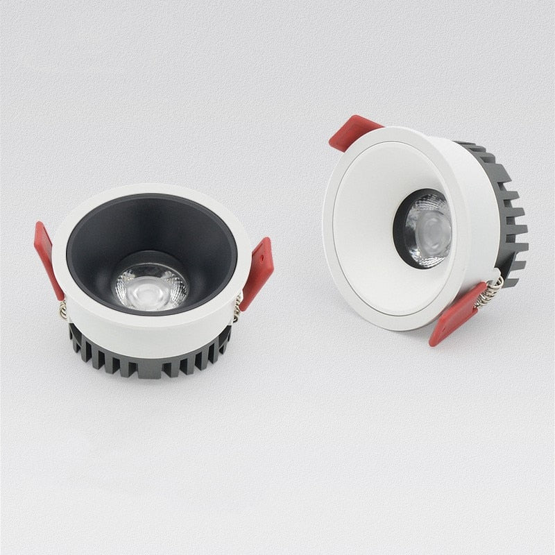 Anti-glare Recessed Ceiling Downlight lamp 7W 12W 15W Dimmable cob led spot lights Ceiling Fixtures Lighting AC85-265V
