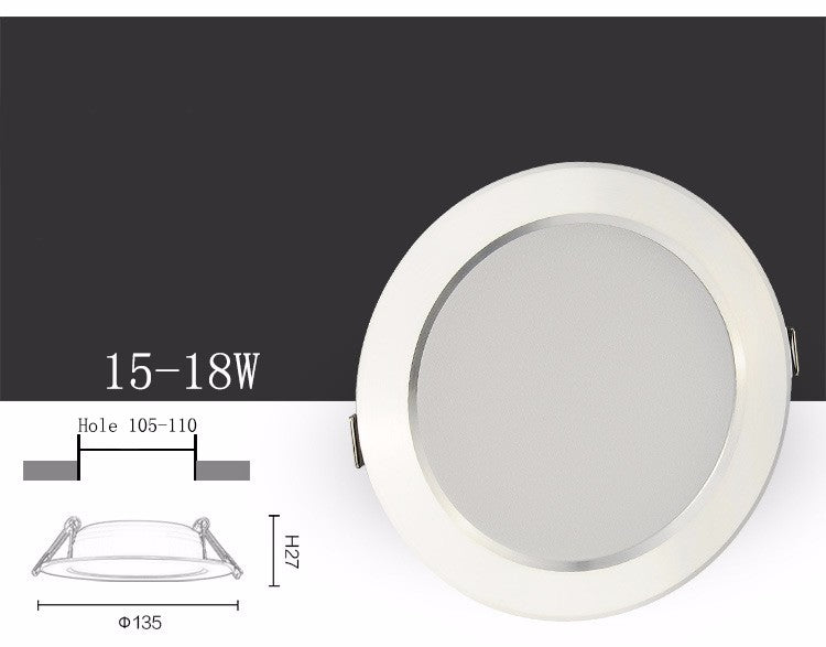 Changeable Led Downlight 5w 7w 9w 12w Ceiling Recessed Light Silver Frame 3 Color Change Warm Nature Cool White AC180-240V