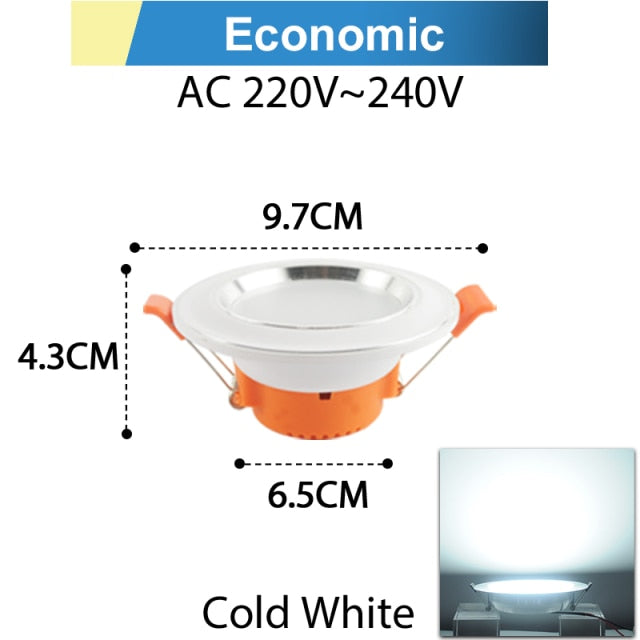 Silver White Ultra Bright LED Downlight 3w 5w 10w 12w 15w 18w Thin Round LED Ceiling Recessed Spot Light AC85~240v DownLight
