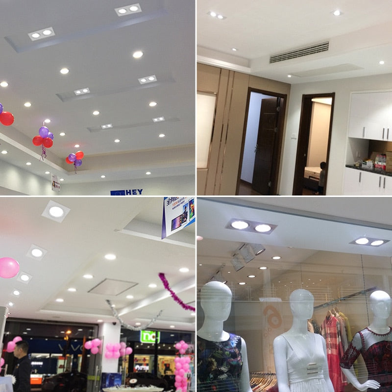 Super Bright LED Dimmable Square Cob Downlight COB 7W 10W 14W 20W LED Spot Light Decoration Ceiling Lamp AC 110V 220V White Body