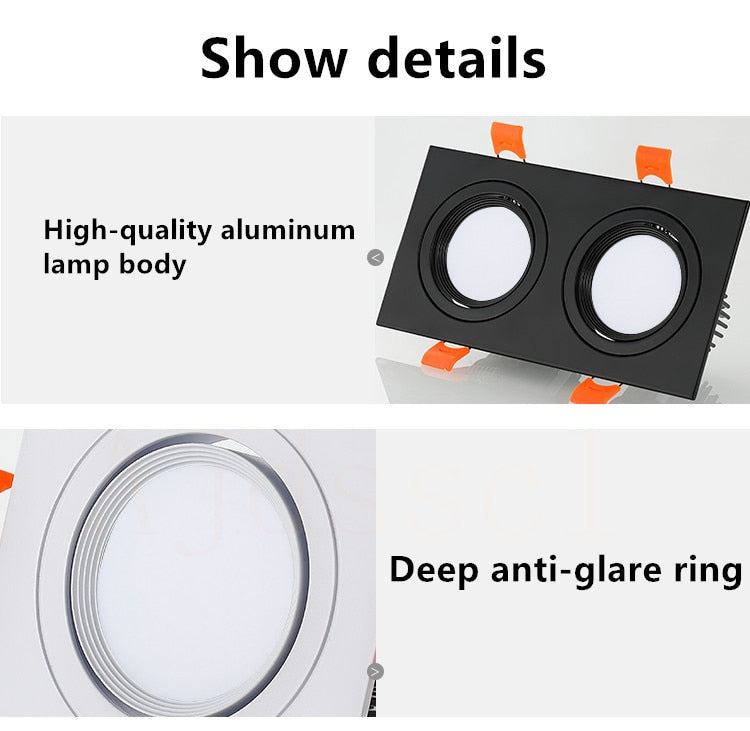 LED Downlight Square Dimmable light cob Ceiling Spot Light 5w 7w 10w 15w 20w AC85-265V ceiling recessed Lights Indoor Lighting