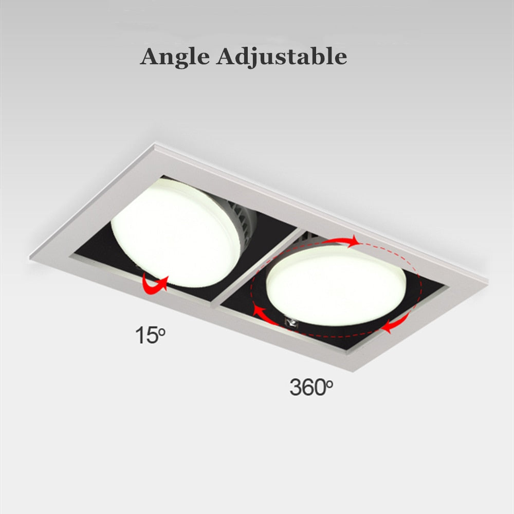 DBF Free Bulb Replace LED Recessed Square Downlight 14W 18W 24W Rotatable Angle LED Ceiling Spot Light with GX5.3 Bulb AC 220V