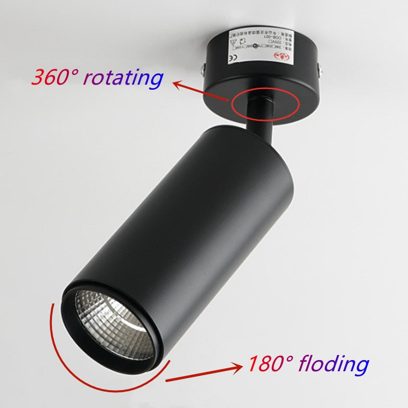 Foldable 360° Rotatable LED Downlights Surface Mounted COB LED Ceiling Spot lights 7W 10W 12W LED Lamps Background Wall Lighting