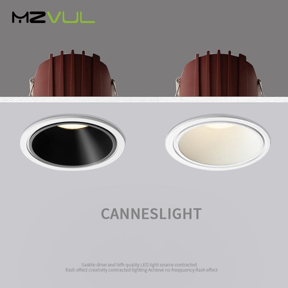 Anti Glare LED COB Recessed Downlight 7W 12W Spot Lights Natural White Warm White Background LED Ceiling Spot Light