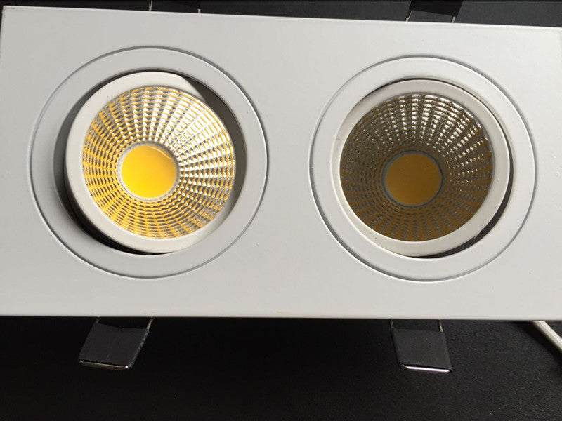 Led downlight double white square Dimmable light COB Ceiling Spot Light 2x10W ceiling recessed Lights Indoor Lighting
