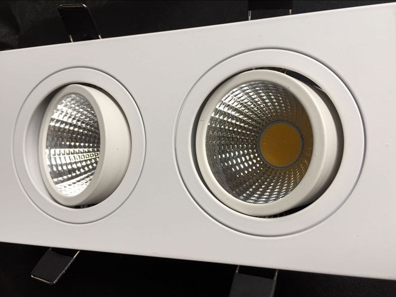Led downlight double white square Dimmable light COB Ceiling Spot Light 2x10W ceiling recessed Lights Indoor Lighting