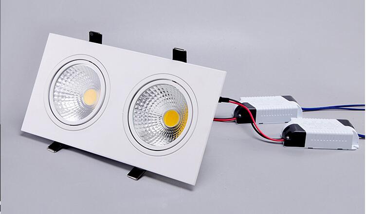 Led downlight double white square Dimmable light COB Ceiling Spot Light 2x10W ceiling recessed Lights Indoor Lighting