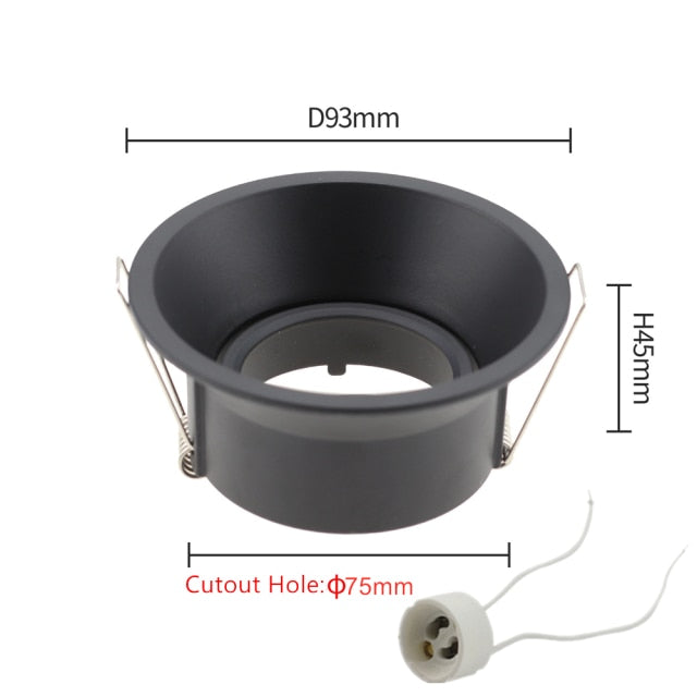 Anti-Glare Round/Square MR16/GU10 Housing Led Spot Light Bulb Holder Recessed Light Fixtures Downlight Frame