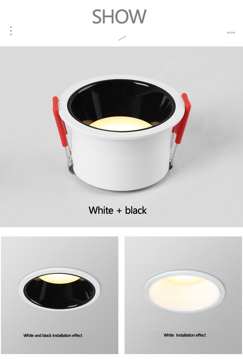 Saiyo Led spotlights Recessed Downlight 5W 7W 12W 15W No Flicker Deep Glare Round White Ceiling lamp Spots