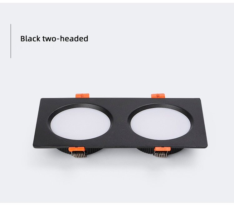 Square downlight Recessed LED Ceiling lamp Downlight 7W/9W/12W/2X7W/2X9W/2X12W White tBlack Kitchen indoor lighting Led lamp light