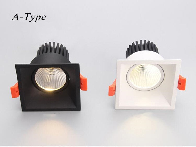 Dimmable Anti-Glare Recessed LED Downlights 7W 10W 12W COB LED Ceiling AC85~265V LED Ceiling Lamps Indoor Lighting