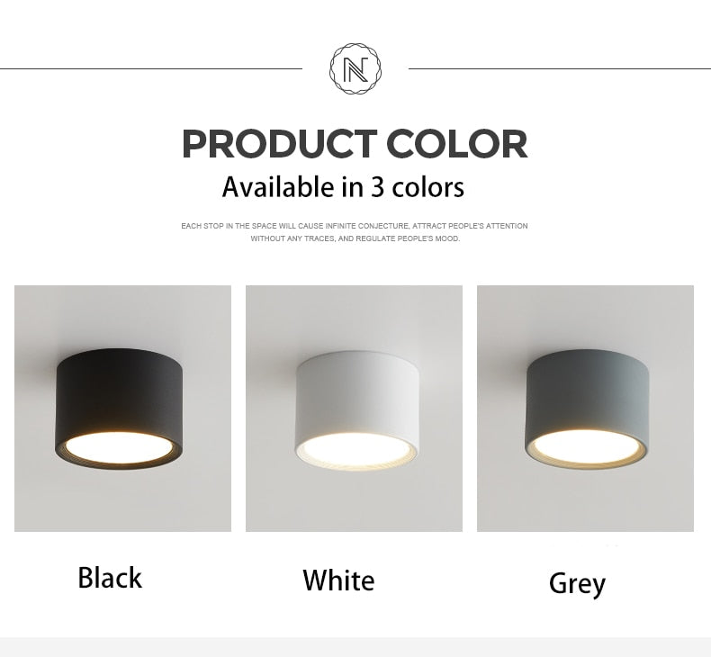 Led Surface Mounted Ceiling Downlight Aluminum 5W 9W 12W Spot Light for Foyer Living Room AC 90-260V Indoor Lighting