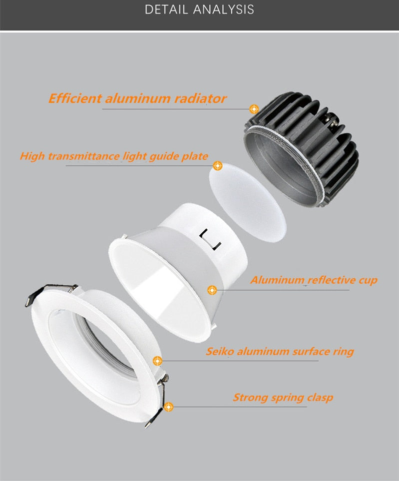 Downlight led ceiling light embedded anti-glare spotlight led villa luxury high-end club cob project spotlight