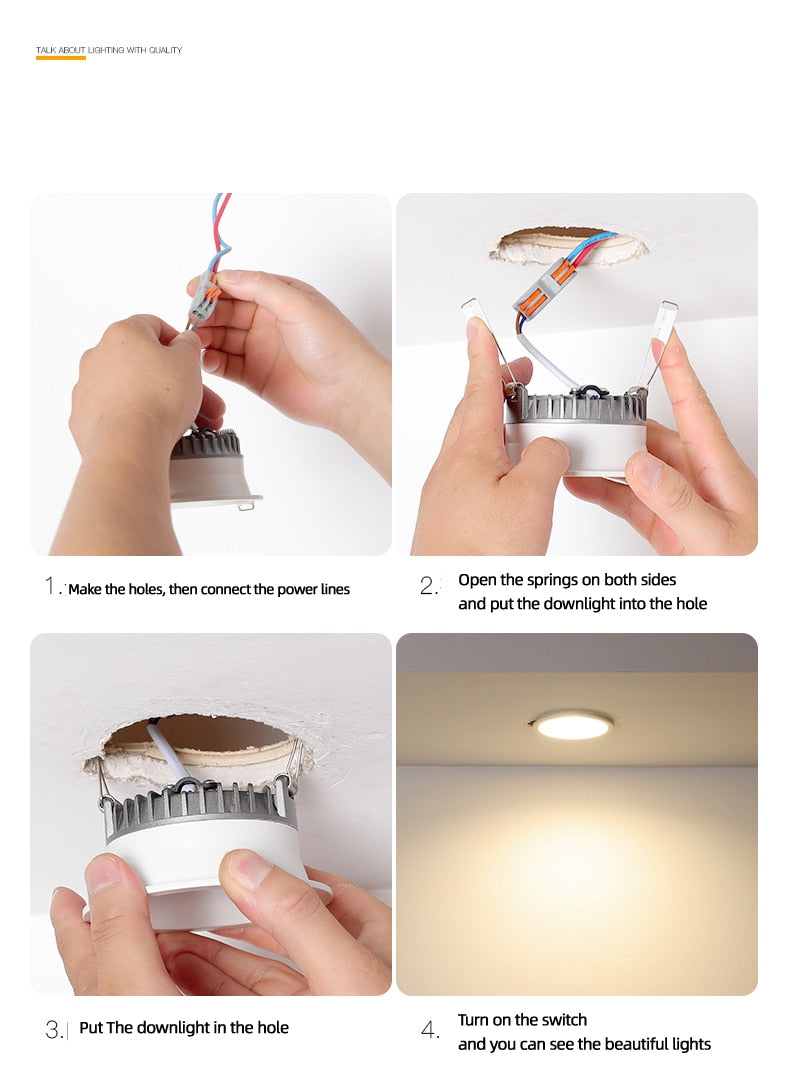 Saiyo Led Downlight 220v Ceiling Light 5W 7W 9W 12W Recessed Down light Round Led Panel Light 15W 18W Spotlight Indoor Lighting