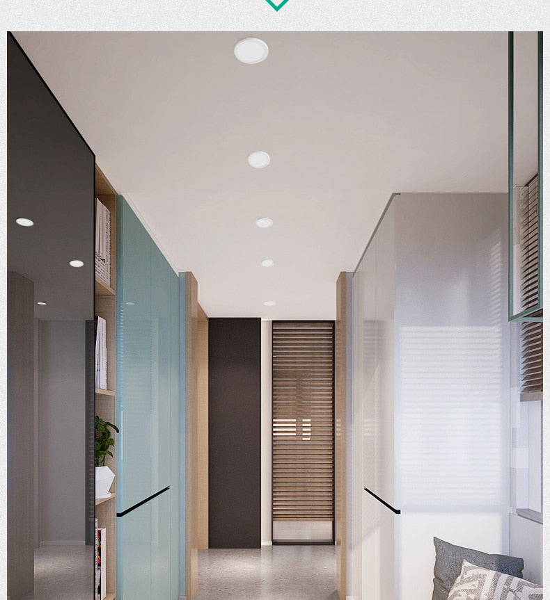 Ultra-Thin Square LED Panel Light 6W 8W 15W 20W Aluminum Round Ceiling Recessed Downlight Open Hole Adjustable AC85-265V 220V