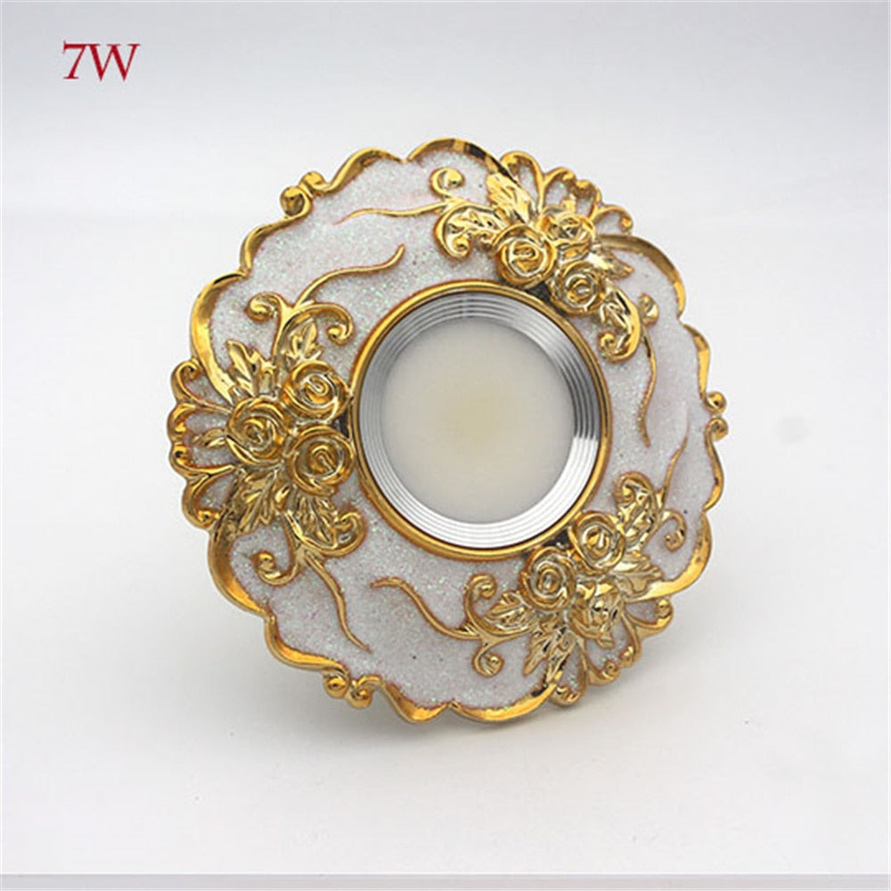 European Large Size Resin Grey Gold Flower Led Downlight 14Cm Diameter Living Room Hallway Corridor Aisle Ceilings Recessed Lamp