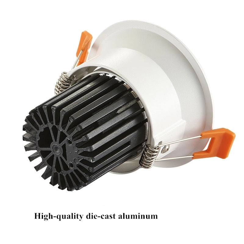 Dimmable LED Downlight 7W 10W 12W 85-265V COB LED DownLights Dimmable COB Spot Recessed Down light Light Bulb white body