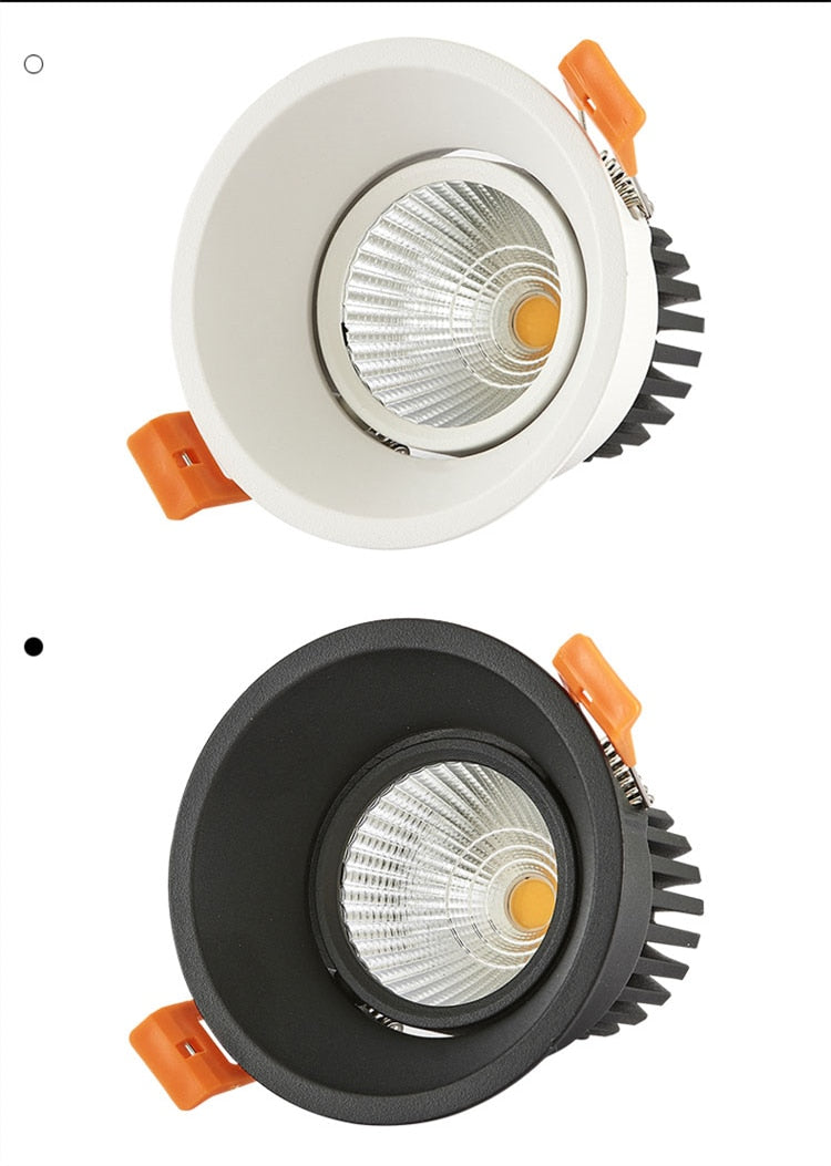 Dimmable LED Downlight 7W 10W 12W 85-265V COB LED DownLights Dimmable COB Spot Recessed Down light Light Bulb white body