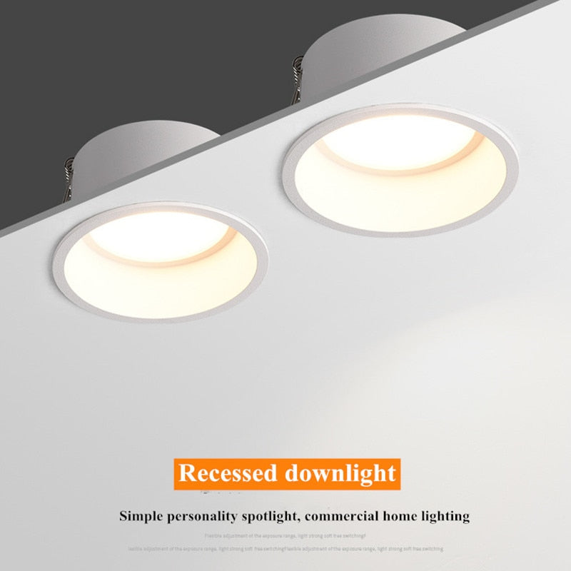 Beam Angle 60 Degrees Recessed LED Downlight 7W 9W 12W 15W 18W 20W Dimmable Deep Glare LED Ceiling Lamp Spot Light Background