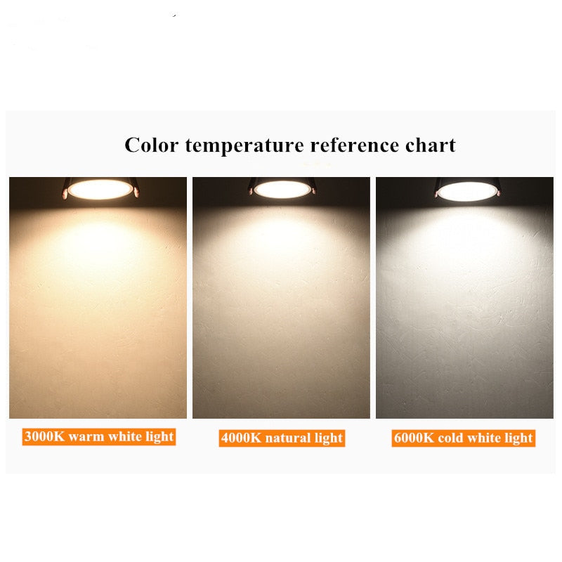 Beam Angle 60 Degrees Recessed LED Downlight 7W 9W 12W 15W 18W 20W Dimmable Deep Glare LED Ceiling Lamp Spot Light Background