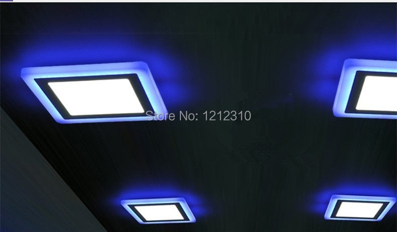 3 Model Round Square blue+white double color Led Panel Light 6w/9w/16w/24W AC85-265V Recessed LED Ceiling downlight down lights