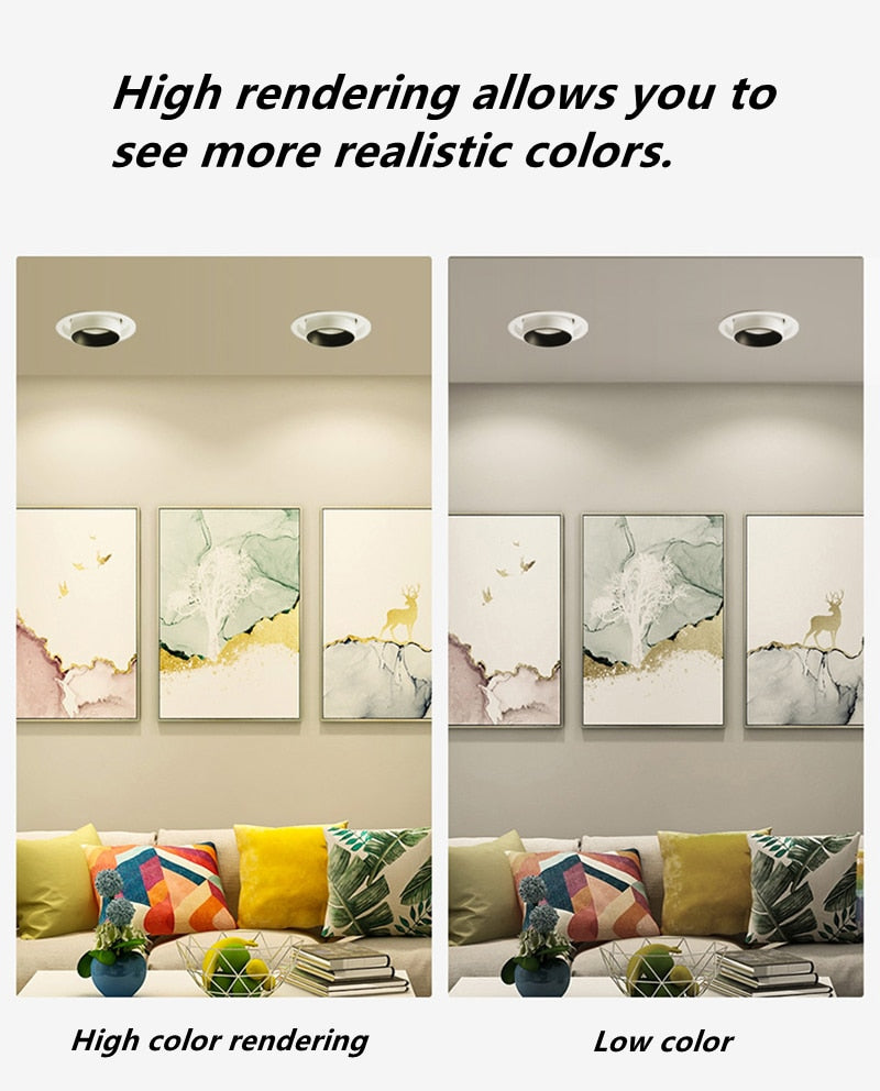 Dimming embedded folding LED downlight 10W 15W 20W LED spotlight living room TV background wall aisle ceiling COB downlight