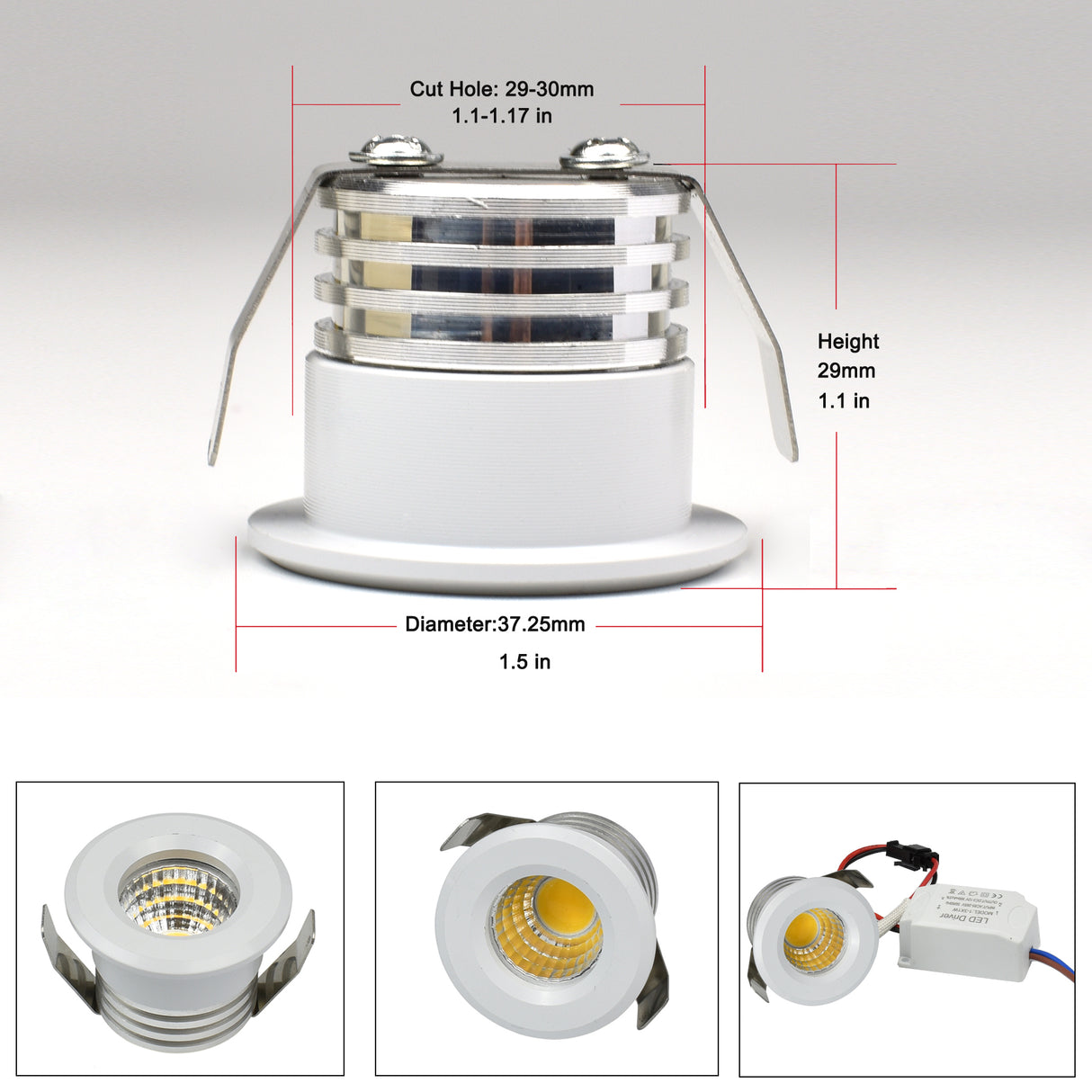 High Quality Mini LED Spotlight Downlights COB 3W Led Spots 220v Dimmable Light for Ceiling Cabinet Showcase Loft Decorations