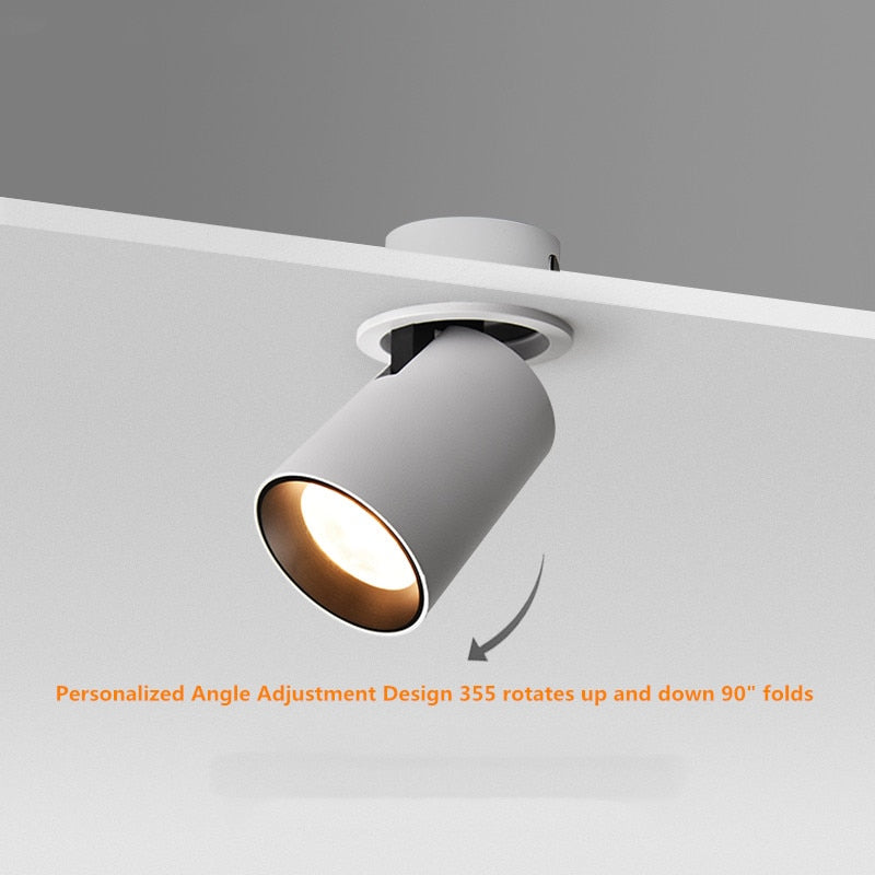 Folding Recessed LED Downlight for Living Room 7W 12W 15W TV Background Hallway Wall COB Ceiling Light