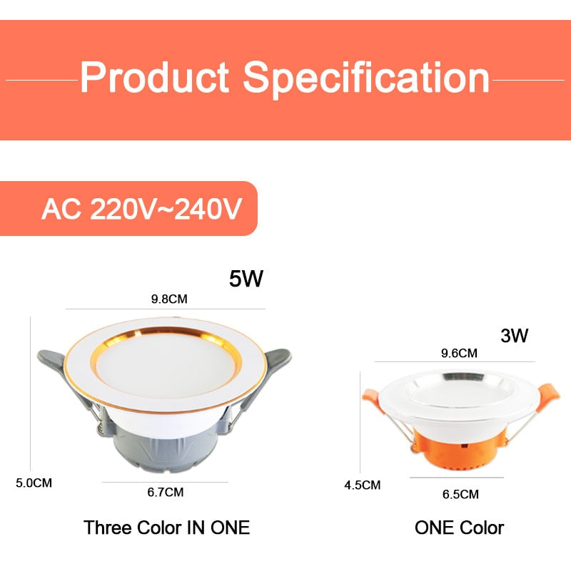 led Downlight 3w 5w spot led light 3000k 4500K 6000K AC 220V-240V 10 Pcs Downlight Kitchen living room Indoor recessed lighting