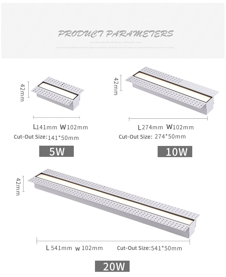 LED Downlight Strip Line Light Bar Creative Linear Recessed Embeded Ceiling Lamps Living Room Corridor Indoor Lighting