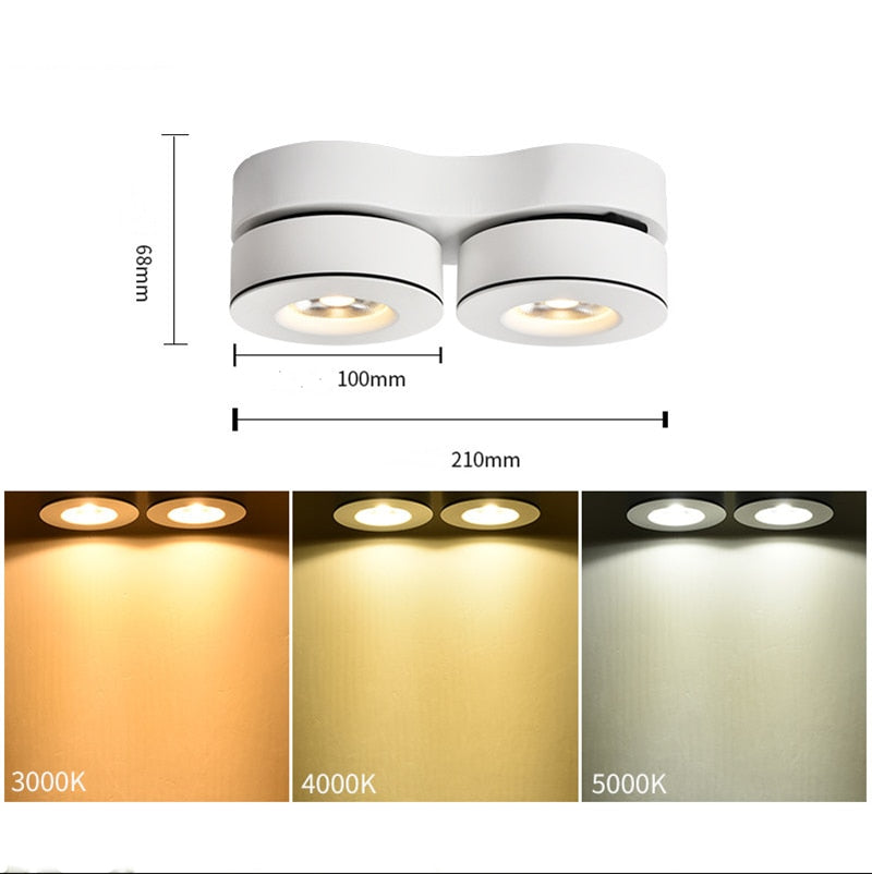 Dimmable Surface Mounted LED Downlights Angle Adjustable COB Ceiling Lamp Spot Lights 14w 20w Rotating LED Light AC85-265V