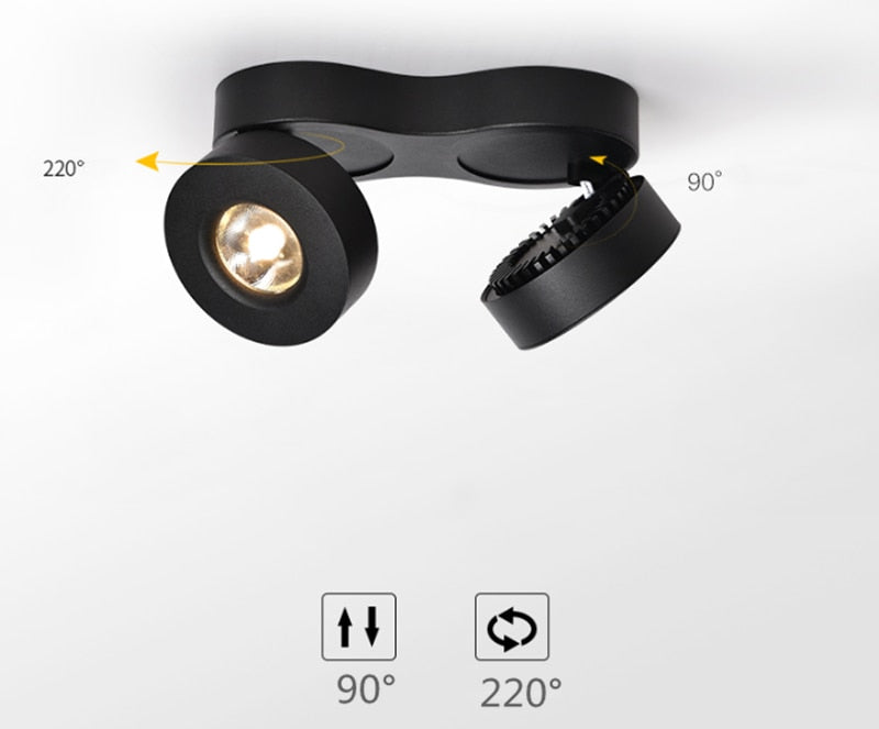 Dimmable Surface Mounted LED Downlights Angle Adjustable COB Ceiling Lamp Spot Lights 14w 20w Rotating LED Light AC85-265V