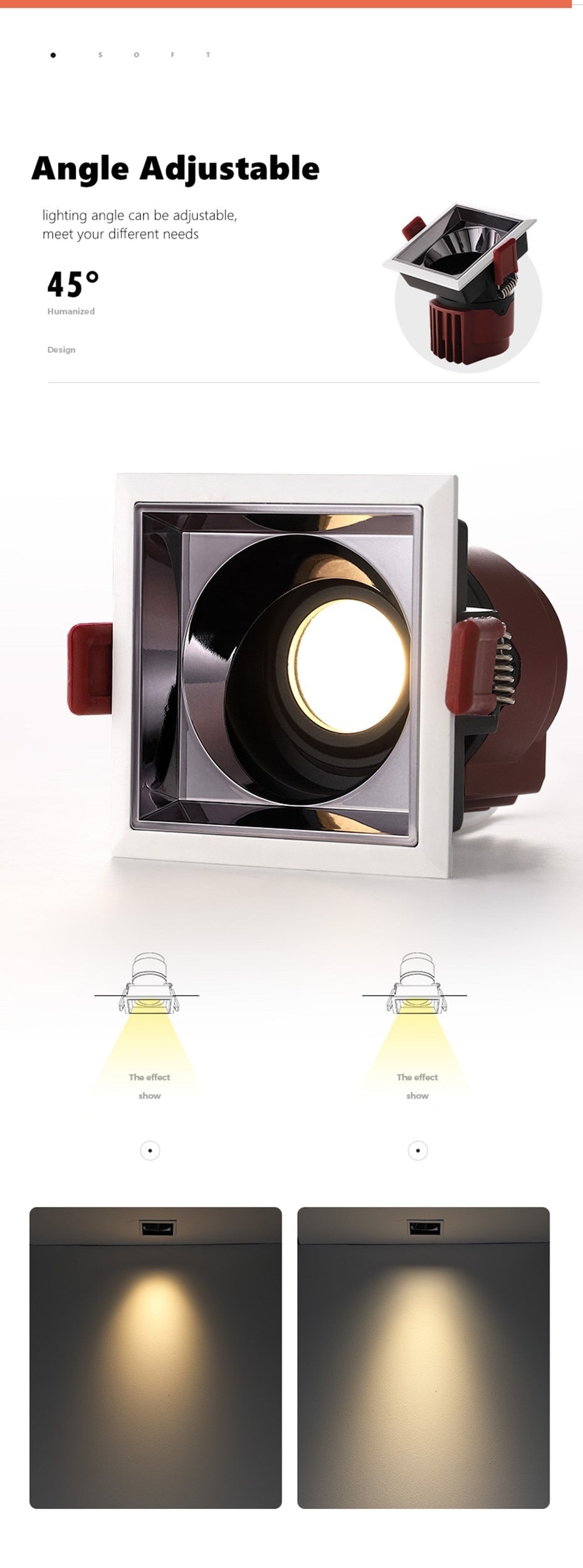 Recessed Ceiling Led Light Square Anti-glare Led Downlight Spot Light 7W 12W 15W Dimmable Living Room Bedroom Corridor Lighting