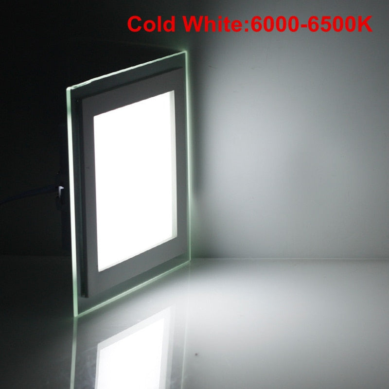 High quality Aluminum Glass LED Downlights 3 colors changeable ceiling lamp square shape panel 6w 9w 12w 18w Indoor light