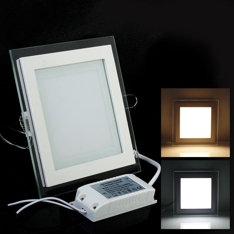 High quality Aluminum Glass LED Downlights 3 colors changeable ceiling lamp square shape panel 6w 9w 12w 18w Indoor light