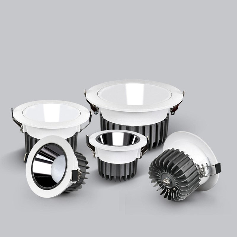 Dimmable LED COB Spotlight Ceiling lamp AC85-265V 7W/12W/15W/18W Aluminum Recessed Downlight Round Panel Light Indoor Lighting