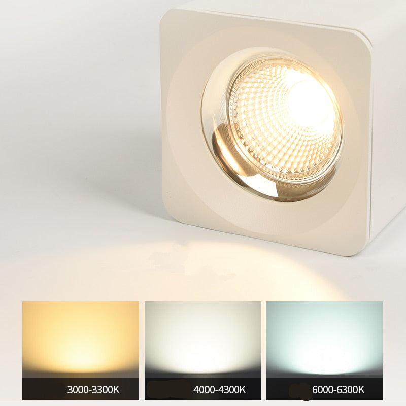 White Black Surface Mounted adjustment LED Dimmable Downlights 7W 9W 12W 15W 20W COB LED Ceiling lamp Spot Lights AC110-220V