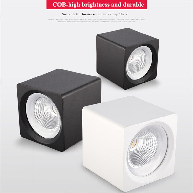 White Black Surface Mounted adjustment LED Dimmable Downlights 7W 9W 12W 15W 20W COB LED Ceiling lamp Spot Lights AC110-220V