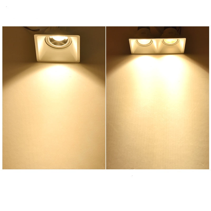 Square Recessed LED Downlight COB 10W 20W Ceiling Lamp Spotlight Dimmable AC 110V 220V For Indoor Lighting