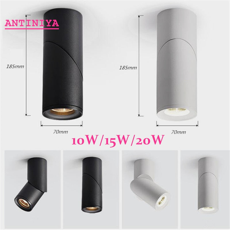 Dimmable Folding Rotating LED Downlights Epistar Chip 10W 15W 20W COB Surface Mounted Ceiling Lamps Spot Lights AC85-265V